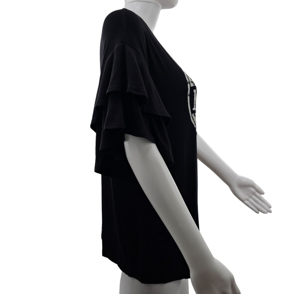 Women Mom Life Graphic Tee Mother Ruffles Short Sleeve Top Black Medium Stylish - Picture 5 of 10